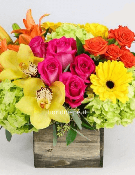 Centrotavola in cassetta legno modello color